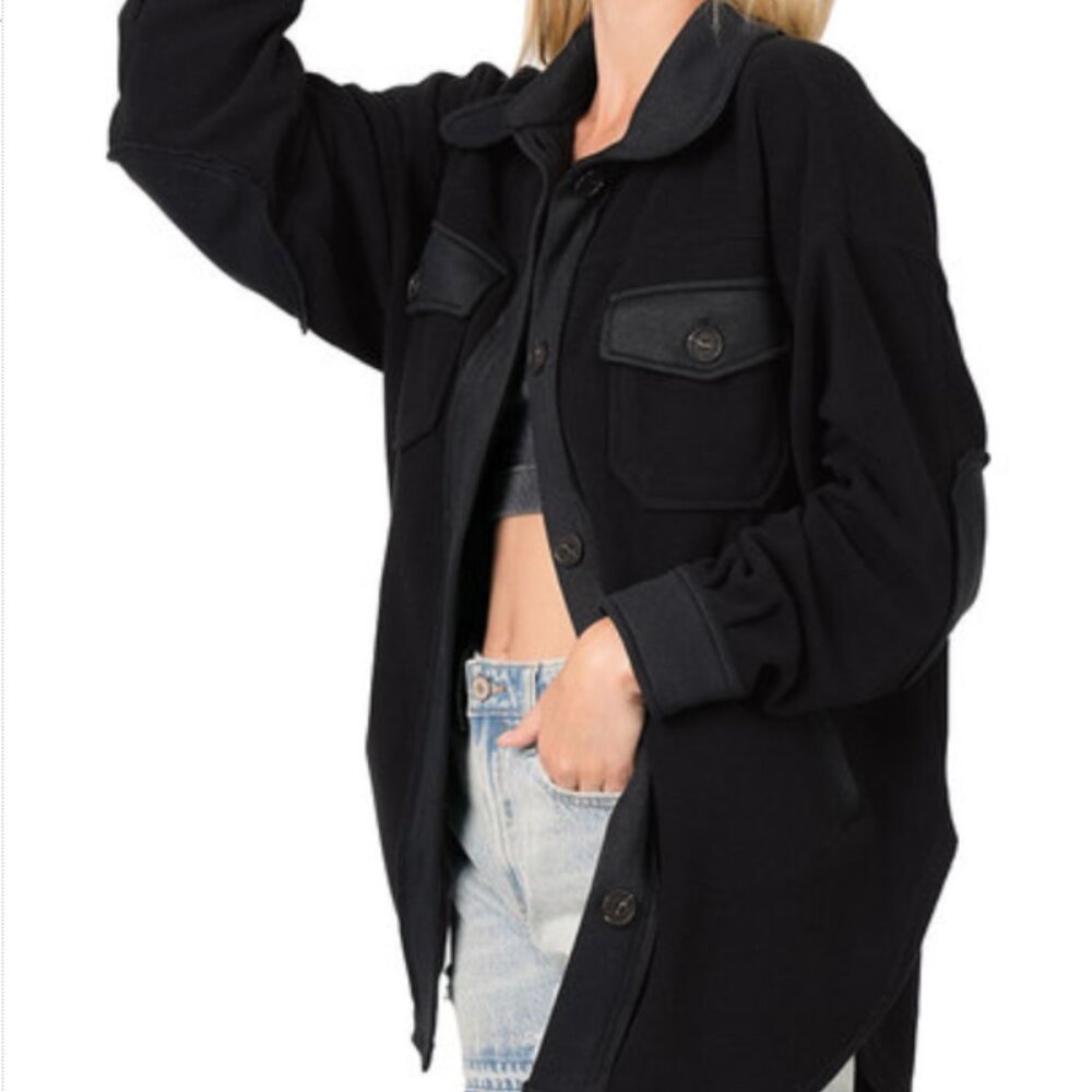186. Oversized Basic Fleece Shacket - image 1